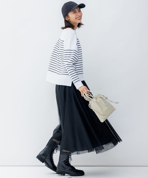 23区 S 【洗える】ソフトチュール スカート ブラック系