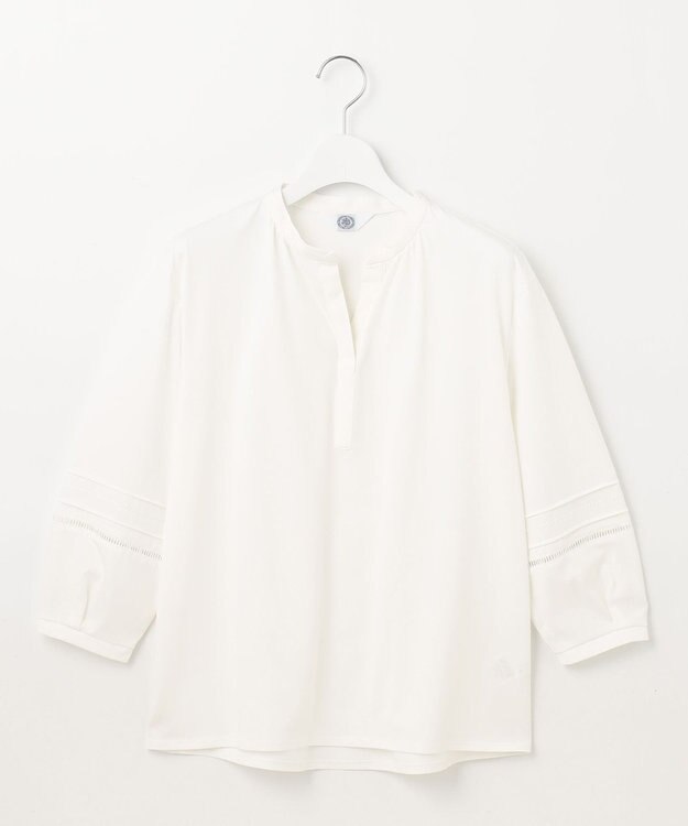 J.PRESS LADIES S 【洗える】プレーティングジャージー スキッパー カットソー ホワイト系