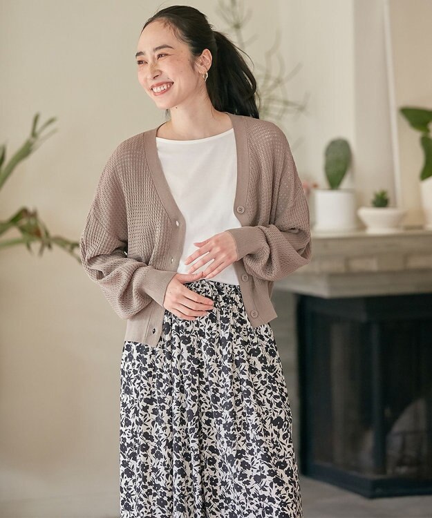 ANY 【洗濯機可】アイレットパターンカーデガン モカ