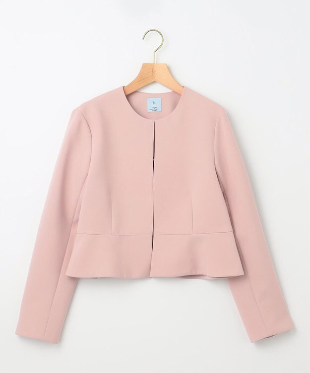 組曲 L 【WEB限定・KUMIKYOKU NAVY】コンフォータブルドレープ ノーカラージャケット シャンパンピンク系