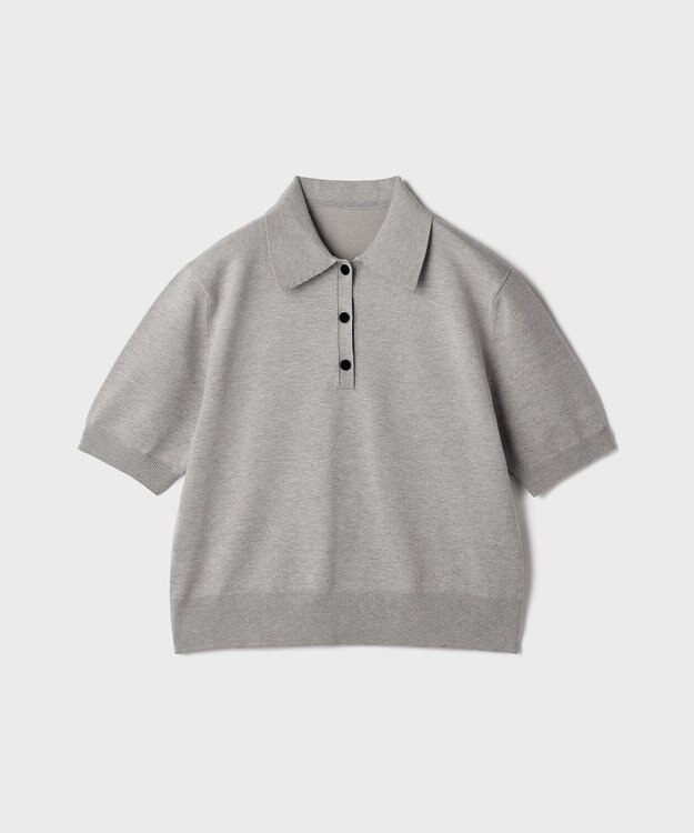 GRACE CONTINENTAL バイカラーポロニットトップ グレー