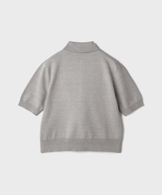 GRACE CONTINENTAL バイカラーポロニットトップ グレー