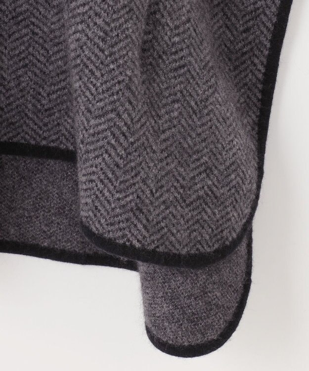 自由区 ヘリンボーン ポンチョ グレー系