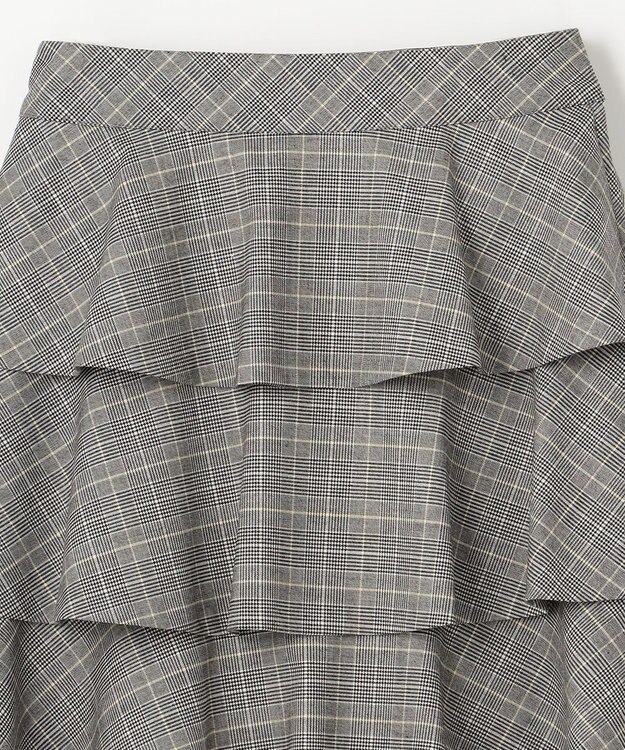 組曲 KIDS 【150-160cm】ティアードチェック スカート グレー系3