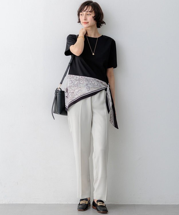 23区 L 【Oggi7月号掲載/吸水速乾/接触冷感/UVカット】ストレッチジョーゼット テーパード パンツ ベージュ系