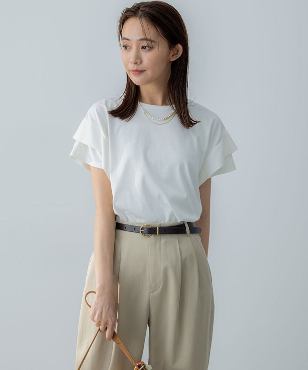 組曲 S IZAコットンドルマンスリーブ Tシャツ アイボリー系