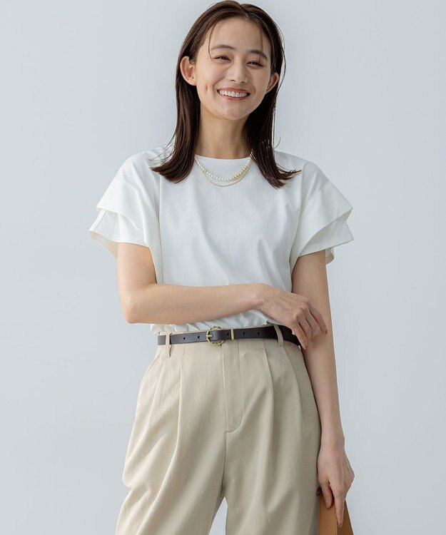 組曲 S IZAコットンドルマンスリーブ Tシャツ アイボリー系