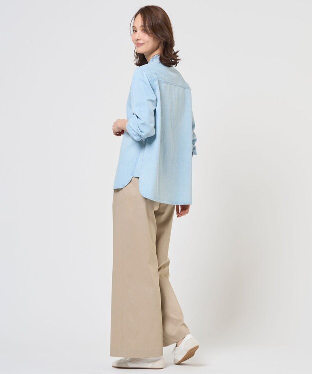 J.PRESS LADIES コットンリネン 7oz デニム シャツ ブリーチ系