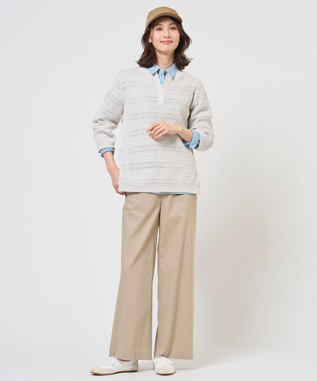 J.PRESS LADIES コットンリネン 7oz デニム シャツ ブリーチ系