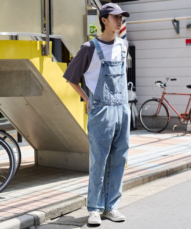WEGO 【ユニセックス着用/SMサイズ展開】デニムオーバーオール デニム淡加工色