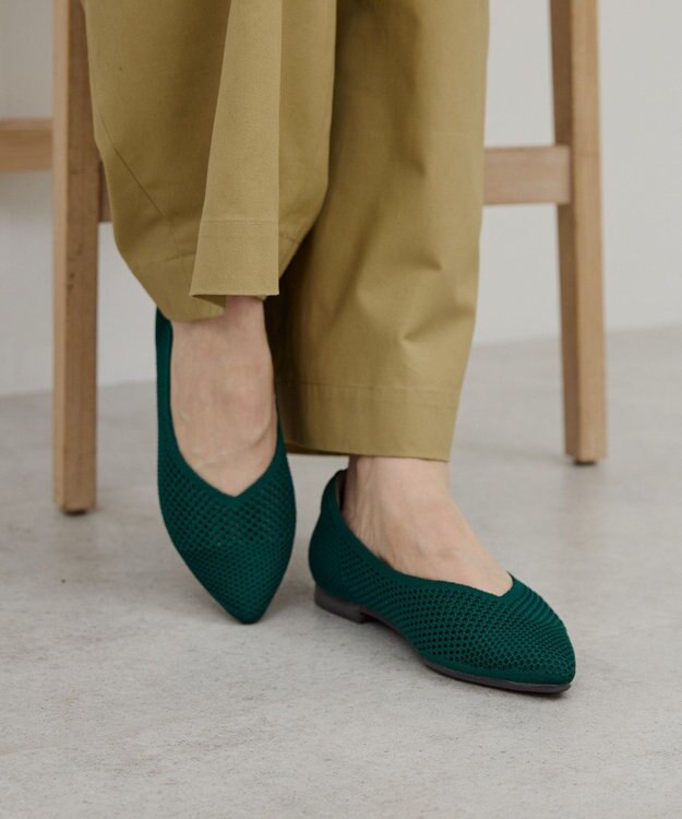 AMERICAN HOLIC 【整履き】メッシュニットフラットパンプス Green