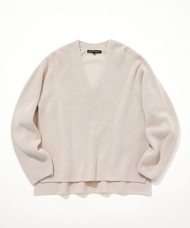 23区 【洗える】ウールミドルゲージ Vネック ニット ベージュ系