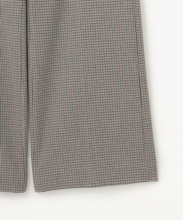 自由区 【撥水加工・洗える】TRギャバチェック柄ストレート パンツ ベージュ系チェック