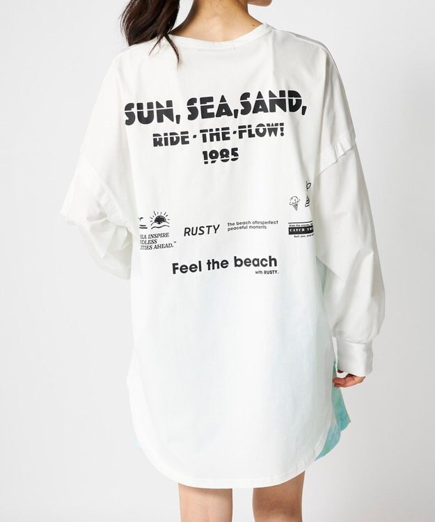 OP／FILA 【RUSTY】らくティブ｜プリント長袖Tシャツ ホワイト