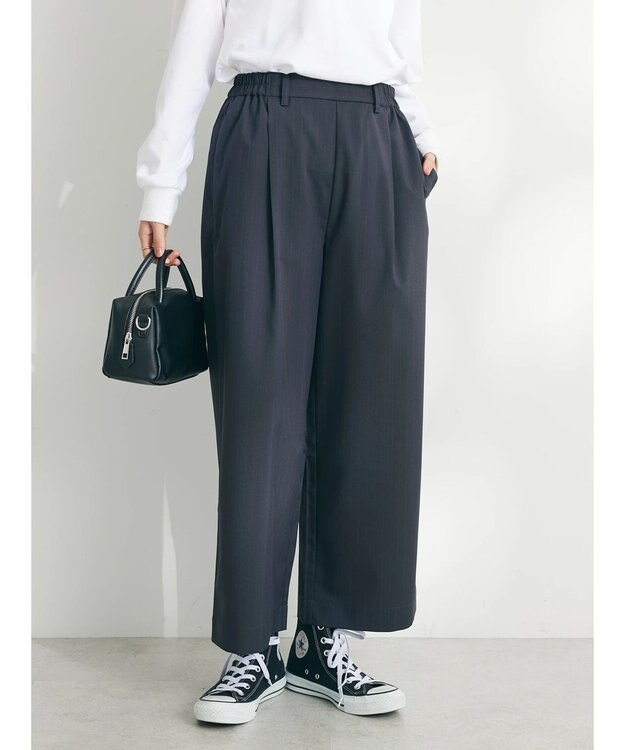 CRAFT STANDARD BOUTIQUE イージーケアピンストライプテーパードパンツ Stripe Gray