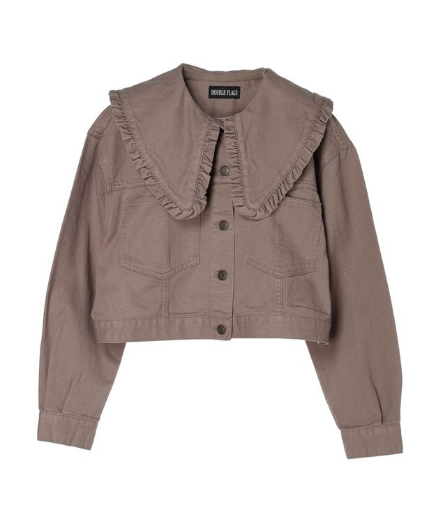 Green Parks ・Ｄｏｕｂｌｅ　Ｆｌａｇｓ　フリルカラージャケット Gray Beige