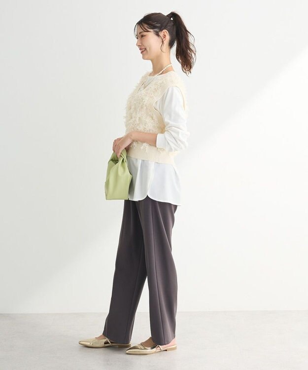 Green Parks フリンジニットベスト Ivory