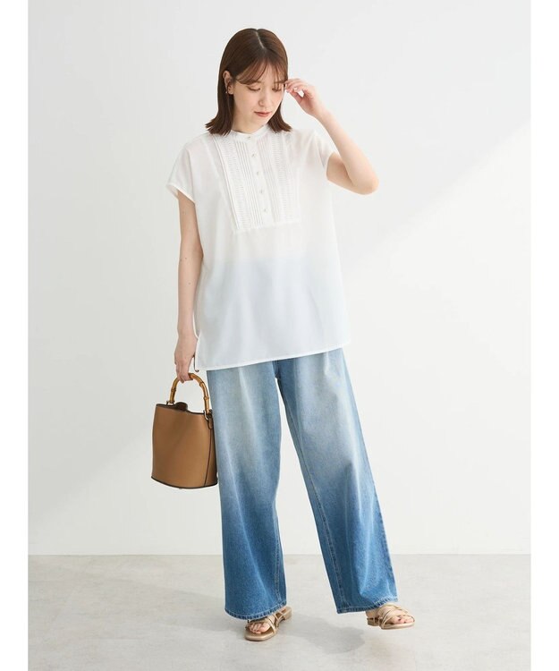 Green Parks ・ＥＬＥＮＣＡＲＥ　ＤＵＥ　ピンタックフレンチブラウス Off White