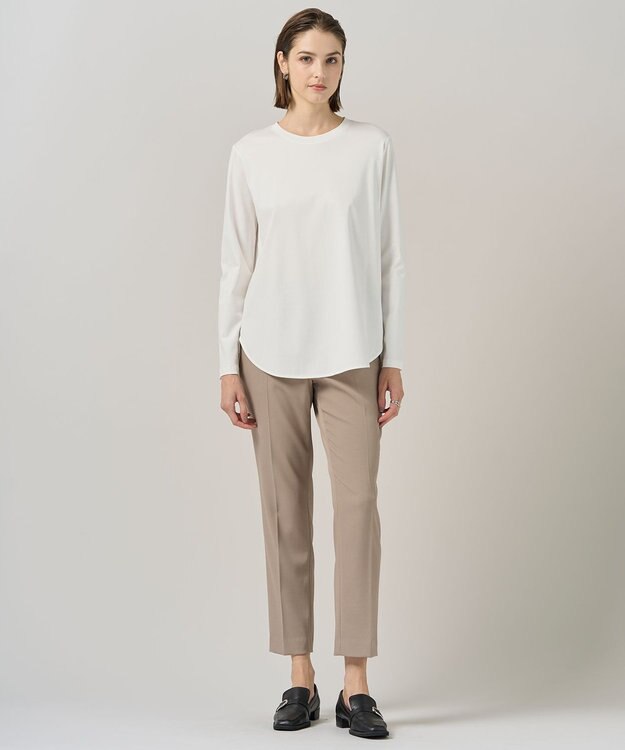 ICB 【洗える】 トリアセボディシェルピーチ スティックパンツ ライトカーキ系