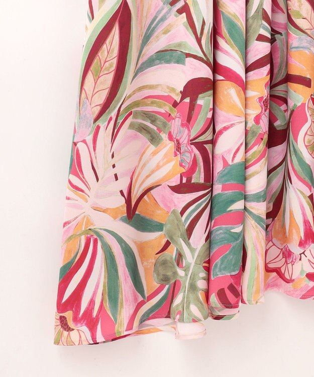 GRACE CONTINENTAL リーフプリントワンピース ピンク