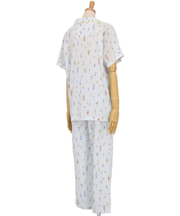 Wing パジャマ 綿100%(本体) 楊柳素材 高島ちぢみ（R） 3Lまで対応 大きいサイズ 5分袖 半袖 長ズボン レディース EP8047 ウイング／ワコール グレー