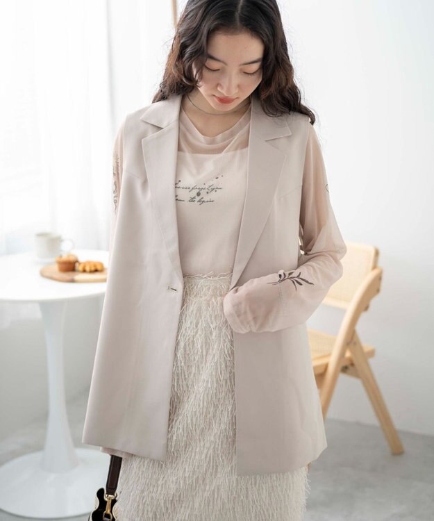 WEGO サイドリボンテーラードベスト オフホワイト