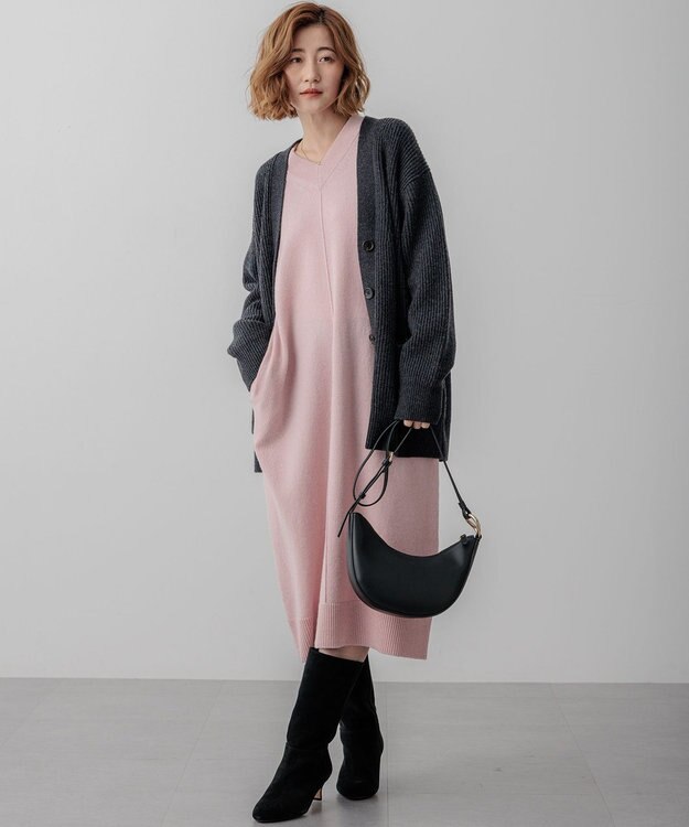 23区 【洗える】カシミヤブレンド ニット カーディガン グレー系