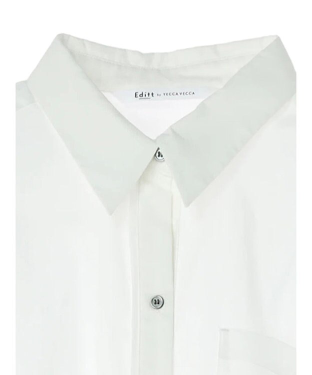 YECCA VECCA シアーMIXアシメシャツ Off White