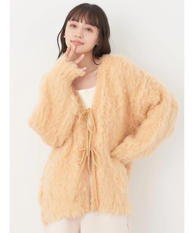 earth music&ecology 起毛リボンニットカーディガン Orange