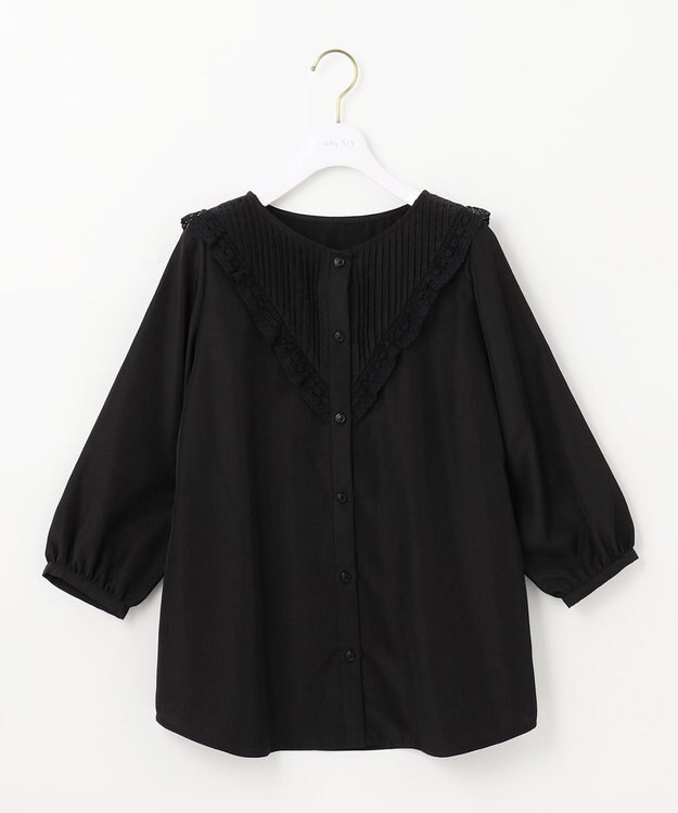 ANY SIS 【洗える】レースフリル ブラウス ブラック