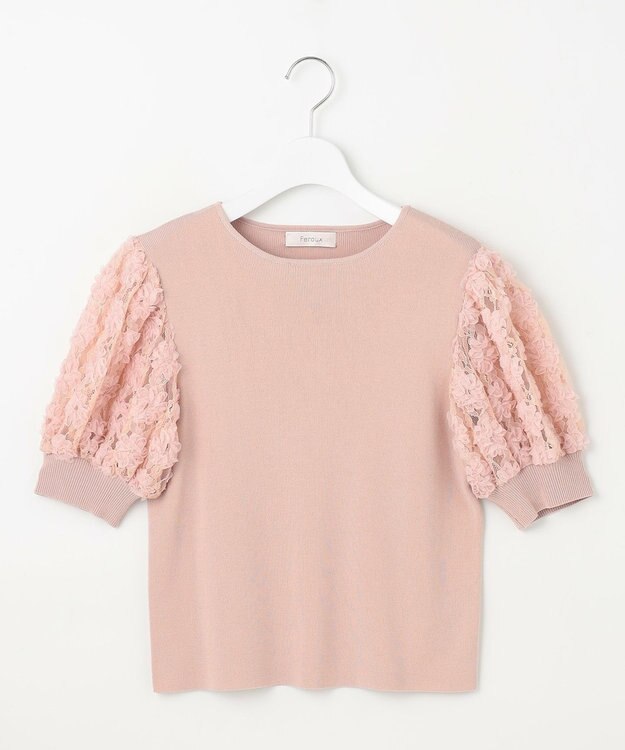 Feroux ブーケスリーブ ニットプルオーバー ピンク系