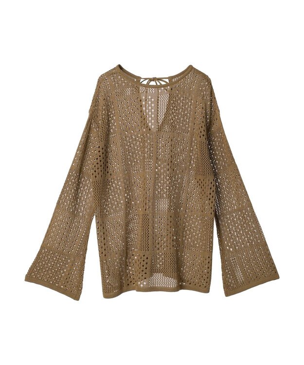 Green Parks ２ＷＡＹ透かし編みニットプルオーバー Beige