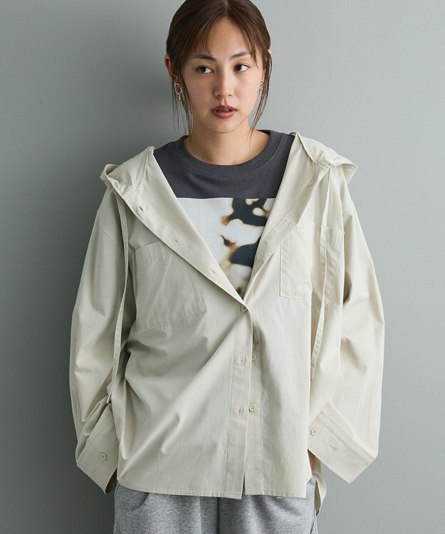 CRAFT STANDARD BOUTIQUE フーディーオーバーサイズシャツ Light Beige