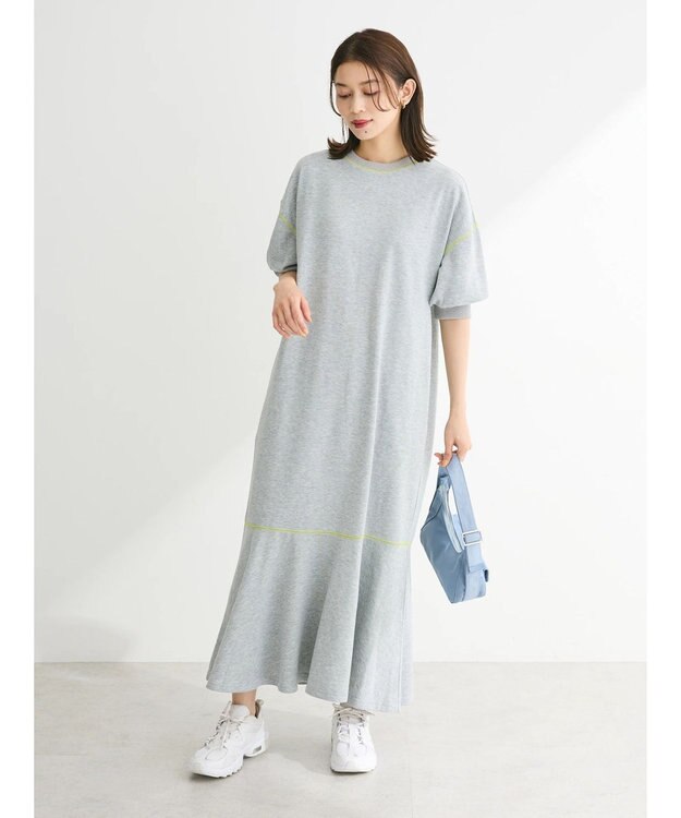 Green Parks ・Ｐｅｔｉｔ　Ｆｌｅｕｒ　カラーｓｔウラケワンピース Gray Mixture