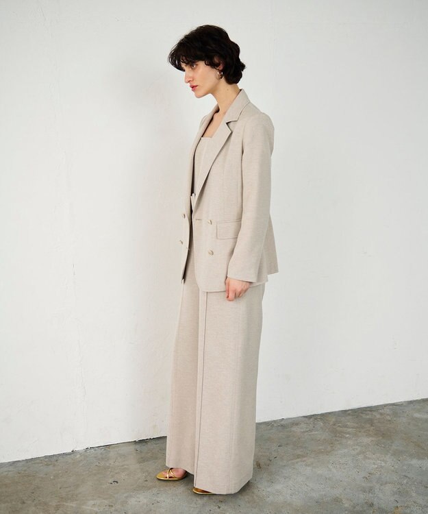 GRACE CONTINENTAL 麻調バックギャザージャケット ベージュ