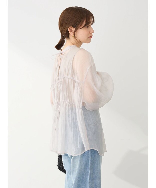 Green Parks ・ＥＬＥＮＣＡＲＥ　ＤＵＥ　シアーバックリボンチュニック Gray Beige