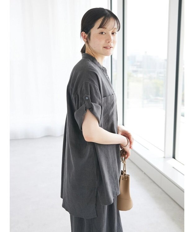 CRAFT STANDARD BOUTIQUE 【キナリノ別注】リネンレーヨンWポケットシャツ Charcoal Gray