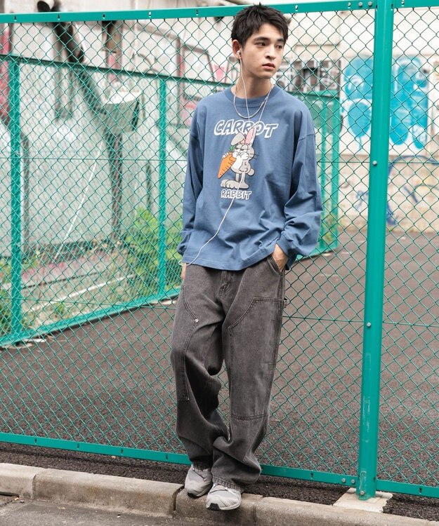 WEGO 【ユニセックス着用ITEM】アニマルキャラBIG　T（LS） ブルー