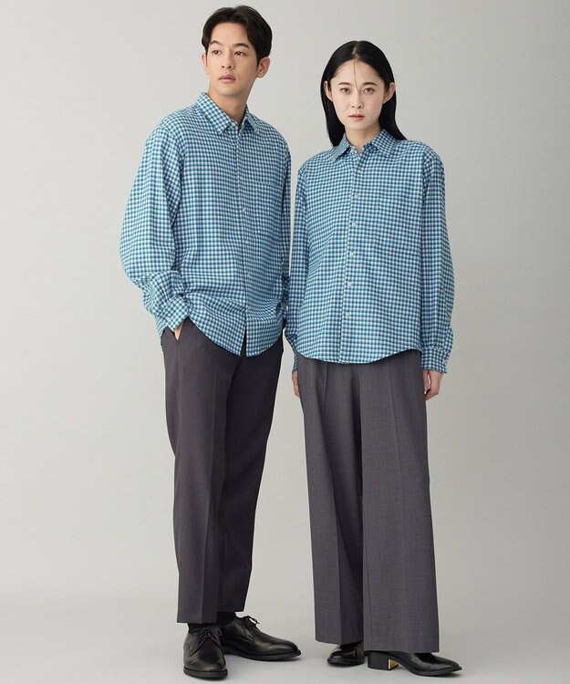 UNFILO MENS 【男女兼用】クリーンチェック ネルシャツ ブルーチェック