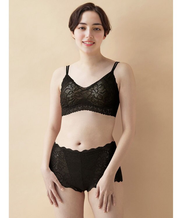 WACOAL 【GOCOCi ゴコチ】 ブラレット アウターにひびきにくい 肌あたりのやさしいレース ワイヤレス ブラジャー ノンワイヤーブラ レディース CGG297 /ワコール ブラック