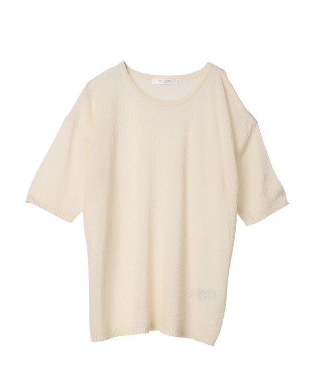 Green Parks 透かし編み肩あきニットプルオーバー Ivory