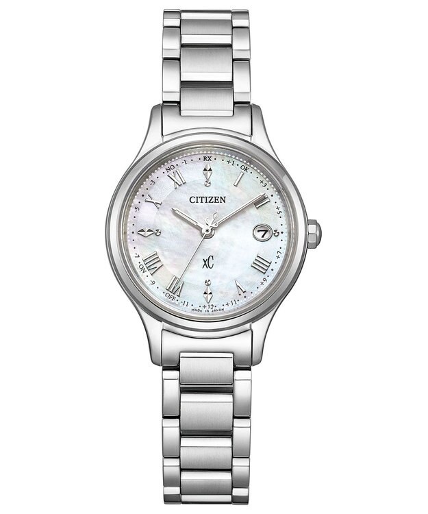 CITIZEN 【電池交換不要の電波時計】白蝶貝文字板が美しいシンプルでクリーンなウオッチ シルバー