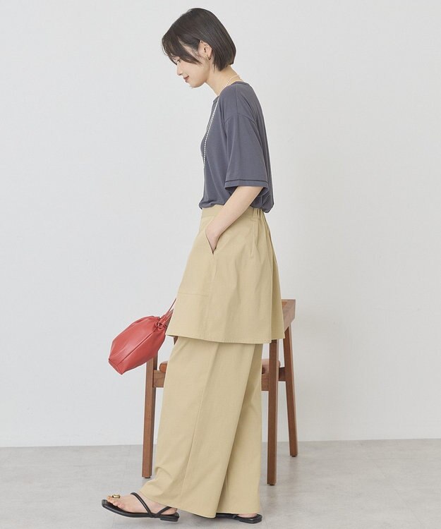 AMERICAN HOLIC 【先行予約】【マルチ機能】配色ステッチルーズTシャツ Chacoal Gray
