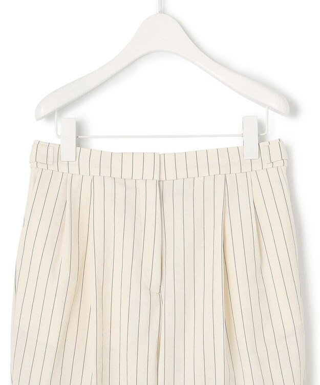 ICB L 【洗える・セットアップ対応】 LooseWeave ストライプ柄テーパードパンツ オフホワイト×ブラック系