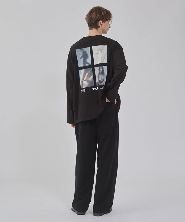 WEGO 【ウエストゴム/MLサイズ展開/ユニセックス着用ITEM】ボンディングワイドスウェットパンツ ブラック