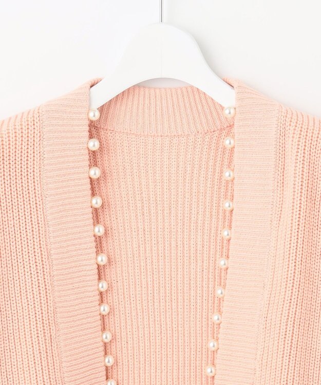 Feroux 【洗える】パール付き カーディガン ピンク系
