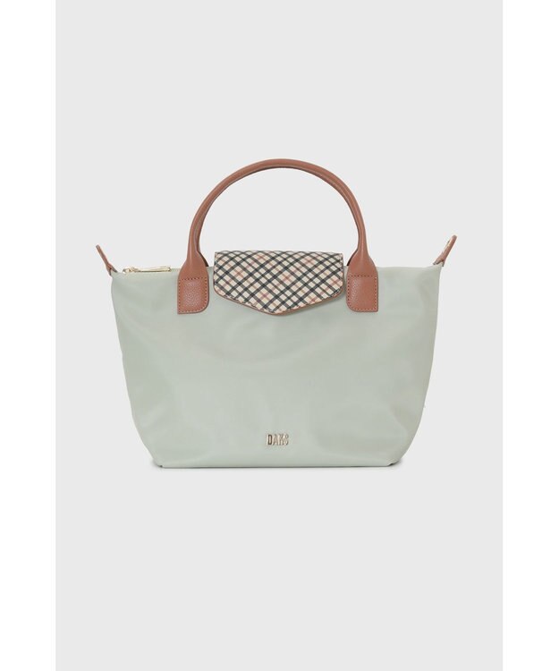 DAKS 【2WAY】ナイロン×牛革 ハウスチェック トートバッグ シーグラス