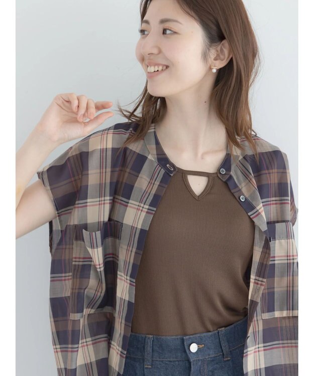 Te chichi 【接触冷感】前後2WAYデザインネックタンクトップ ブラウン