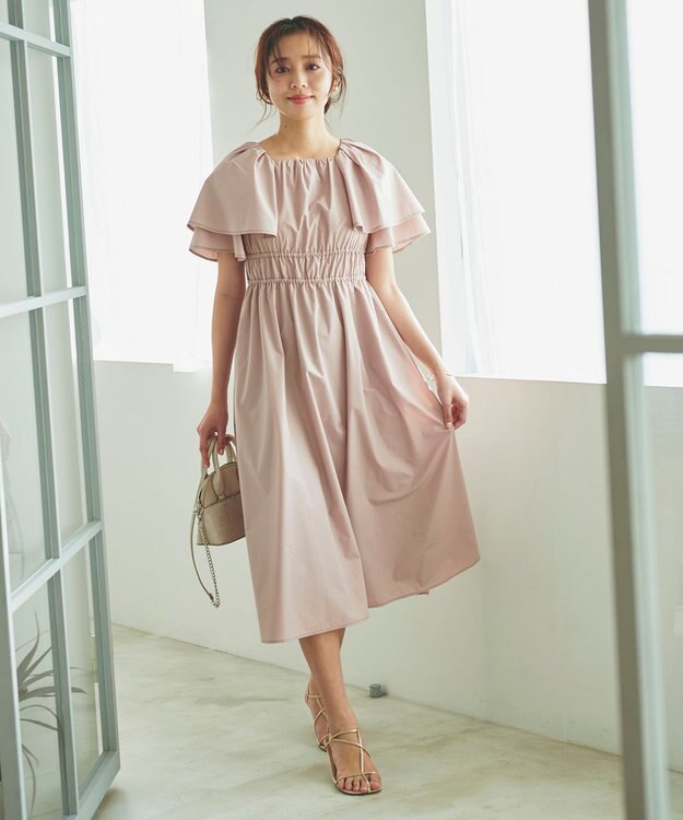 Feroux 【洗える】ラッフル ワンピース ピンク系