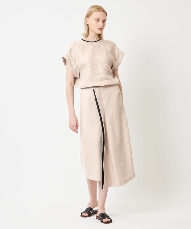 BEIGE， CHESTNUT / デザインスカート Flax
